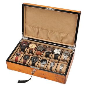 Watch Boxes & Cases Luxury Wooden Style Piano Paint 12 Grids Box Organizer For Women Men