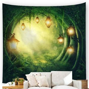 TABESTRYER Stor storlek Fantasy Forest Fairy Tale World Wall Hanging Art Carpet Blanket Yoga Mat Dekoration Tapestry Dorm Room Decor