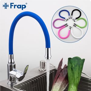 FRAP Rubinetto della cucina 6 colori gel di silice naso lavello rubinetto della cucina miscelatore maniglia singola rubinetto flessibile cucina acqua calda e fredda T200424