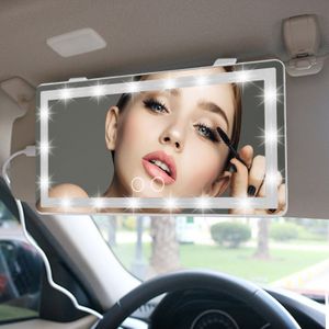 Car Makeup Mirror Rechargeable Led Vanity Makeup Mirror With 60 LED Lights 3 Lighting Mode Rear Sun Visor Mirror Car Accessories