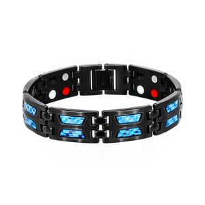 Double Row Negative Ion Germanium Blue Slimming Armband för Man Titanium Carbon Fiber Armets Bangles Gift Drop Shipping