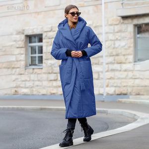 Kobiety długa zima gruba ciepła kurtka ciepła kurtka z paskiem Outrun Parka 2022 Spring Autumn Winter L220725