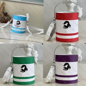 Paint Can Metal Handle Drawstring Handbag Shoulder Bag Removable Leather Strap Cross-Body Designer Luxury Cylinder Mini Bag