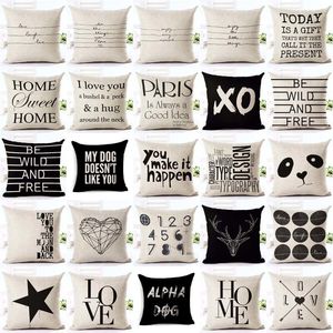 Письмо на подушках Love Home Cushion Coashs Cotton Linen Black White Cover Cover Dofa Dofa Nordic Декоративное чехол Almofadas 45x45 см 220623