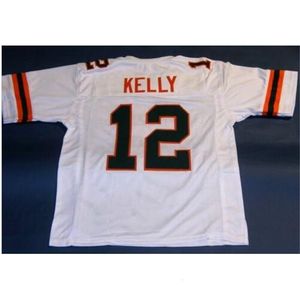 Mit Custom Men Youth women Vintage JIM KELLY UNIVERSITY OF MIAMI HURRICANES Football Jersey size s XL or custom any name or number jersey