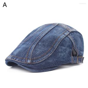 Basker casual jeans basker hatt mode för män kvinnor denim mössa monterade solkål platt gorras sboy hatberets davi22