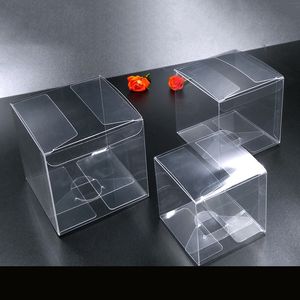 50pcs/lote quadrado Caixas plásticas transparentes para presentes embalando PVC Transparent Candy Box Caseded Gift Party Favors Caixas de exibição CX220423