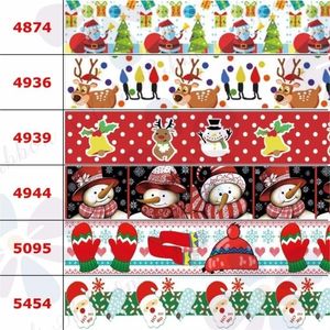 16 мм75 мм с рождественской серией мультфильм Elk Santa Claus Printed Grosgrainfoe лента Diy Hair Band Decor 50yardsroll Y201020