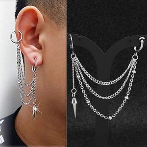 Dangle & Chandelier Stainless Steel Punk Chain Earrings For Women Men Hip Hop Tassel Long Earring Ear Clip Fashion Jewelry GiftsDangle