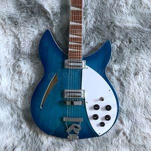 niebieski kolor 12 strun Rickenback Elektryczna gitara Half pusta ciało Roger Limit 12-strunowy Ricken Guitarra