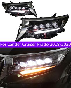 Peças de luzes principais do carro para lander cruiser prado 20 18-20 20 led 4 lentes substituição do farol drl luz de sinal de volta diurna