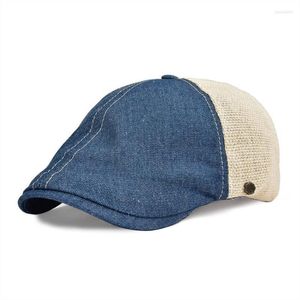 Boinas jeans de linho de algodão linear masculino mulheres taps taps tax boina chapéu boina 143berets wend22