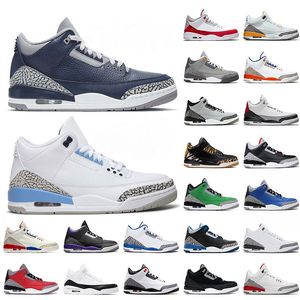 Scarpe da pallacanestro da uomo Pine Green 3 3s Black Cement Racer Blue Fire Cardinal Red Court Purple Cool Grey UNC Laser Orange Katrina Sneakers da uomo Sport Taglia 40-47