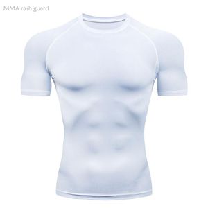 Men's T-Shirts Casual White T-shirt Short Sleeve Compression Shirt Fitness Top Sports Quick Dry Workout Gym 4XL Clothing