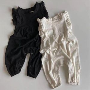 MI Summer Baby Rompers ärmlösa småbarnsflickor Jumpsuits outfit linne kläder 220426