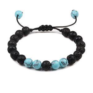 Strand pärlstav strängar justerbar lava rock sten eterisk olje ångest diffusor armband unisex med trä tiger ögon pärlor armband kvinnor man man