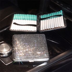 DHL rostfritt stål Kristallcigarettfodral Shiny Diamond Reting Holder Storage Stash Box Gift