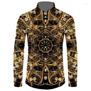 Herrenhemden Langarm Herren Barock Rokoko Schwarz Gold Lässige Mode Hemden Bedruckte HemdenHerren HerrenHerren Vere22