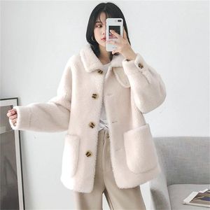 Women's Wool & Blends Fashion Lady Autumn Winter Plus Velvet Lamb Single-breasted Coats Parkas Short Female Thicken Warm Overcoat