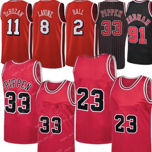 Michael 23 45 Jersey Scottie 33 Pippen Dennis 91 Rodman Lonzo 2 Ball Demar 11 DeRozan Zach 8 LaVine Derrick 1 Rose Maglie da basket