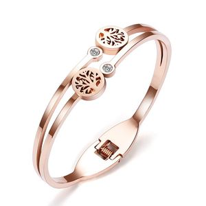 Bracciale fahion titanio in acciaio albero della vita donne braccialetti aperti braccialetti gol -gioielli drop d'argento oro goccia