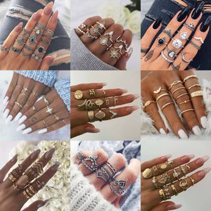 30 Styles Trendy Boho Midi Knuckle Ring Set For Women Crystal Geometric Finger Rings Fashion Bohemian Jewelry 220719