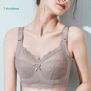 Underwear Women's Thin Large Chest Show Small Bra Ultra Thin Bra Without Steel Ring Large Size Full Cup Collection Breast Milk T220726