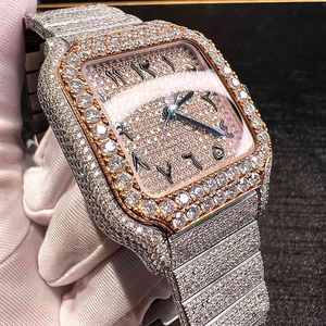 Luksusowy zegarek dla mężczyzn Stylowy ES Custom Hip Hop Design Stal nierdzewna lodowana mrożona diamenty Moissanite Szwajcarska marka Geneva Na rękę