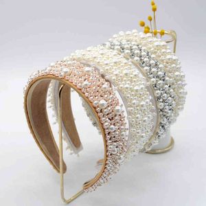 Women Girls Baroque Pearl Glass Beads Rhinestone Hairband Headband Adult Hair Accessories AA220323