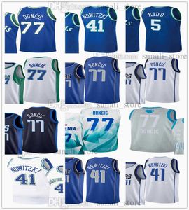 NCAA 2022 City White 77 Luka Basketball Doncic Jerseys Jason Kidd 5 Dirk Nowitzki 41 Navy Blue Men Women Kids Youth