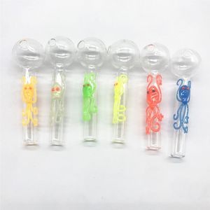 Bagliore nella notte Colorful Dark Style Pyrex Glass Oil Burner Pipe Tubo dritto Tubi a forma di cucchiaio Mini Oil Dab Rigs Strumenti per fumatori SW125