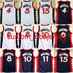 1996 US Dream Team Basketball Hakeem Olajuwon Jersey Penny Hardaway Charles Barkley Reggie Miller Scottie Pippen Grant Hill Karl Malone S-XXL