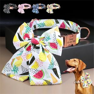 Personlig hundkrage Artificial Silk Bowknot Dogs ID Collar Antilost Princess Girl Pet Necklace Gratis anpassad spänne 220622