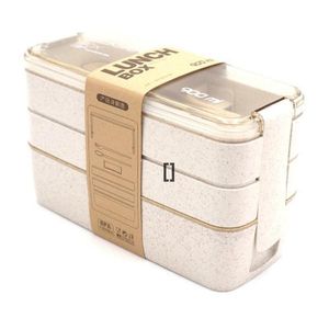 Lunch Box da 900 ml Scatole Bento in paglia di grano a 3 strati Stoviglie per microonde Contenitore per alimenti Contenitore per il pranzo Eco friendly GCF14413