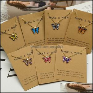 Anhänger Halsketten Anhänger Schmuck Koreanische Mode Niedliche Schmetterling Halskette Für Frauen Goldene Farbe Aussage Großhandel Drop Lieferung 2021 Xg