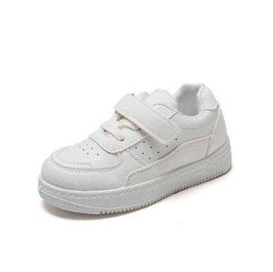 Tennisskor Kids Sneakers Breattable Leather Trainers Girls Running Shoes Flat White Children Casual Sports Shoes for Boys 2022 G220517