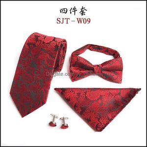 Fliegen Mode Accessoires Taille Blume Herren Krawatte Tasche Handtuch Manschettenknopf 4 Sets Business Kleid Hochzeit Anzüge Sets1 Drop Lieferung 2021 1HJ2N