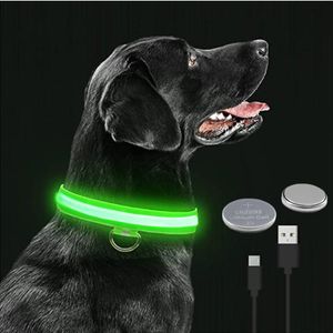 Dog Collars & Leashes Glowing Collar Adjustable Flashing Rechargea Luminous Night Anti-Lost Light HarnessFor Small Pet ProductsDog