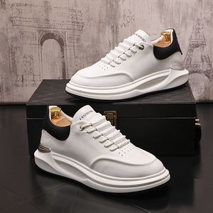 Classic White Party casual dress wedding Shoes Spring Autumn Breathable Lace Up Casual Sneakers Round Toe Thick Bottom business Walking Loafers W125