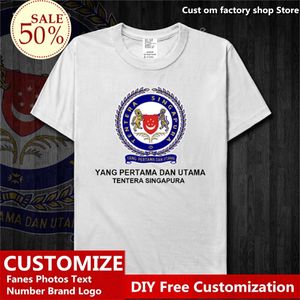 Singapore Army Cotton T-shirt Anpassad Jersey-fans DIY Namn Nummer Tshirt High Street Fashion Hip Hop Loose Casual T-Shirt 220609