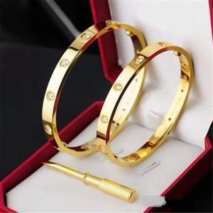 Luxury jewelry Love Bracelet Bangles Women Men 4CZ Titanium Steel Screw Screwdriver Bracelets Gold Silver Rose Nail Bracelet263n