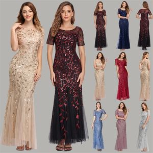 Plus Size Evening Dresses Mermaid O Neck Short Sleeve Lace Appliques Tulle Long Party Gown Robe Soiree Sexy Formal Dress vestido 220510