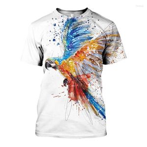 Camisetas de camisetas de animais de papel de papagaio animal impressão de impressão de impressão masculina para mulheres 2022 Moda curta de manga curta Harajuku Homens casuais