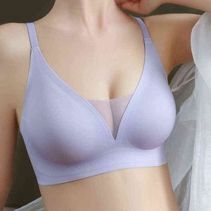 Nuovo lattice biancheria intima senza soluzione di continuità donne senza anello in acciaio tubo di pizzo top raccolti sport puro colore reggiseno allattamento al seno reggiseno anti-sonno L220726