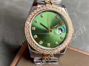 M￤n tittar p￥ MP Maker Green Dial 41mm Sapphire Two Tone Automatic Jubilee Mechanical Asia 2813 Movementice Out Watch Diamond Bezel armbandsur