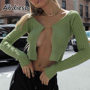 Women's tops Abdieso Green Sexy Knitted Sweaters Women Tops 2021 Black Autumn T220823