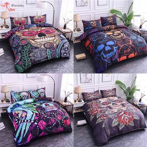 Homesky Halloween Skull Bedbling Set Böhmen Däcke Cover King Queen Bedclothes Comforter Nordic Bed S Twin Full Size