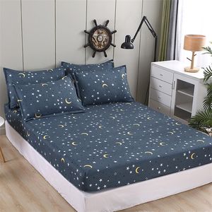 Promotion 1pcs 100% Polyester Printed Fitted Sheet Mattress Cover Four Corners With Bed Elastic Band Protector 220514