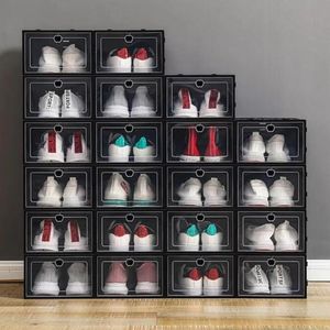 ingrosso Shoes Storage-NUOVO Insinriate scatole per scarpe in plastica Clear Dust Dust Shoundy Box Scade trasparenti Flip Candy Stackable Boxes Organizer Boxes C0417Q