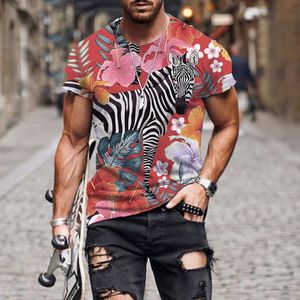 Erkek Tişörtler Hayvan Zebra T Shirts Erkekler T-Shirt Kadın Kısa Kollu Üstler Yaz Baskı 3D Sweatshirt Adam Giyim Cool Teesmen
